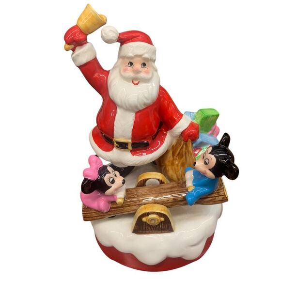 Mickey and Minnie‎ Mouse with Santa Music Box 1985 Disney - Picture 5 of 6